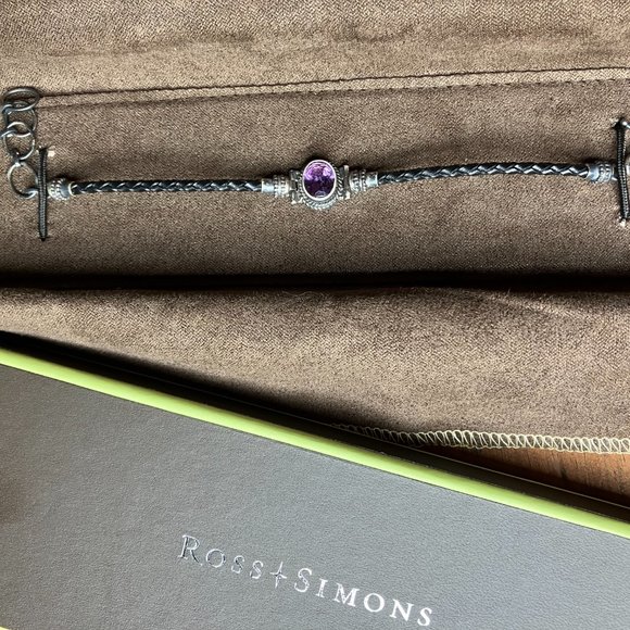 Ross-Simons Amethyst and Leather Toggle Bracelet - Picture 3 of 9